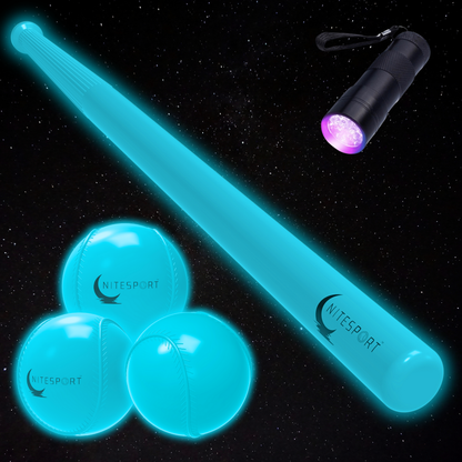 NITEBAT SET W/ 3 GLOW IN THE DARK BASEBALLS BUNDLE - AQUAMARINE