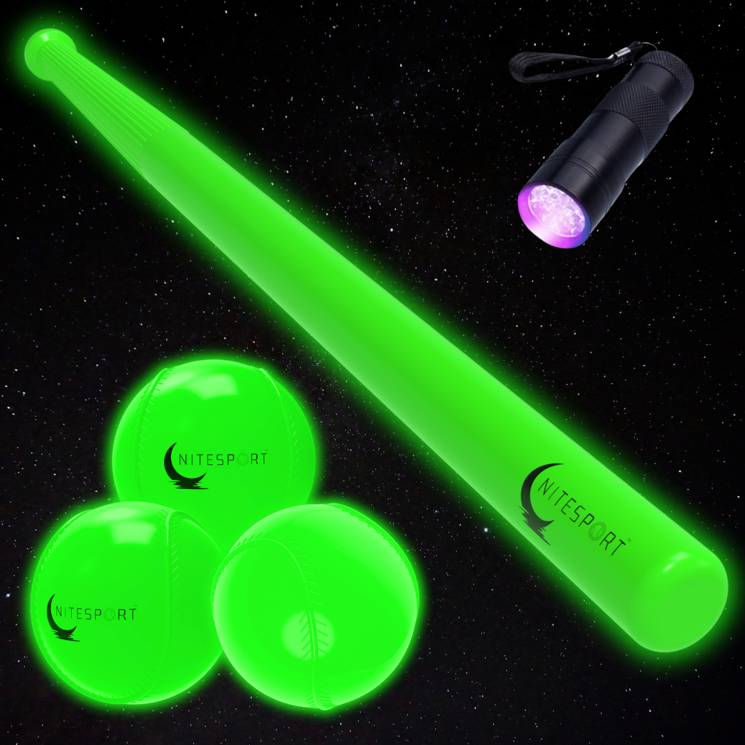 NITEBAT SET W/ 3 GLOW IN THE DARK BASEBALLS BUNDLE - ELECTRIC LIME