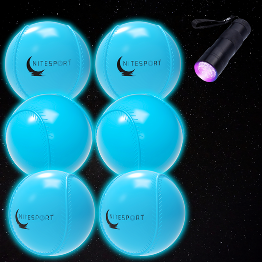 NITESPORT GLOW IN THE DARK PLASTIC BASEBALL SET 6PK - AQUAMARINE