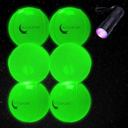 NITESPORT GLOW IN THE DARK BASEBALL SET 6PK - ELECTRIC LIME