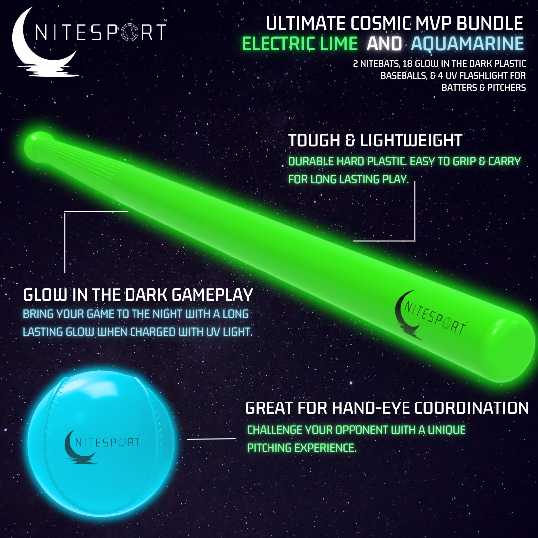 NITESPORT ULTIMATE COSMIC MVP GLOW IN THE DARK BASEBALL BUNDLE
