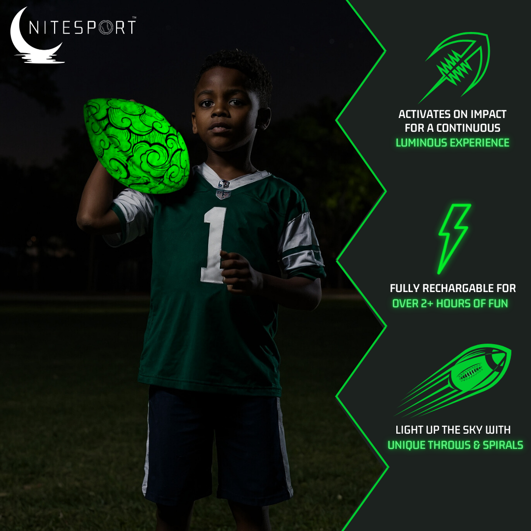 NITESPORT IMPACT LED GLOW IN THE DARK FOOTBALL - ELECTRIC LIME