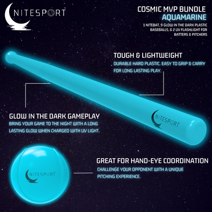 NITESPORT COSMIC MVP GLOW IN THE DARK BASEBALL BUNDLE (AQUAMARINE)