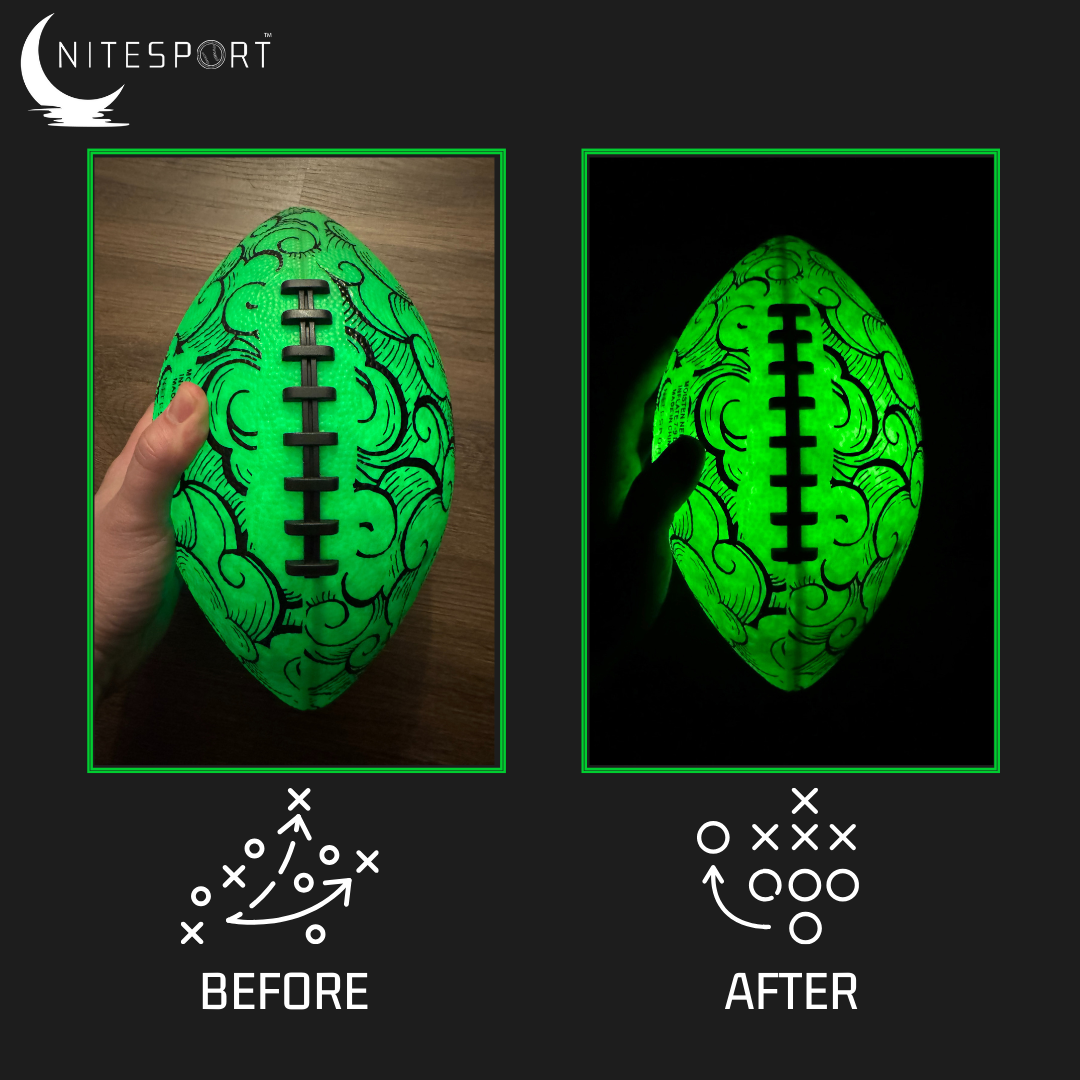 NITESPORT IMPACT LED GLOW IN THE DARK FOOTBALL - ELECTRIC LIME