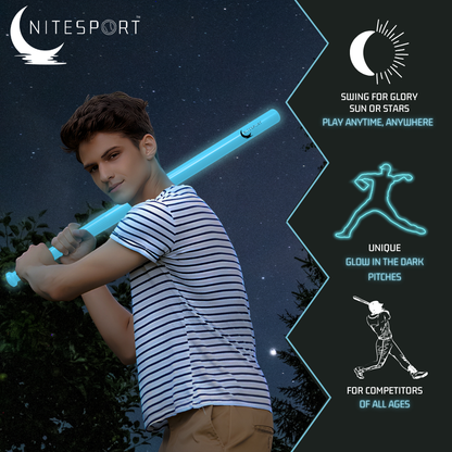 NITEBAT SET W/ 3 GLOW IN THE DARK BASEBALLS BUNDLE - AQUAMARINE