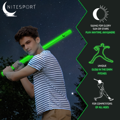 NITEBAT SET W/ 3 GLOW IN THE DARK BASEBALLS BUNDLE - ELECTRIC LIME