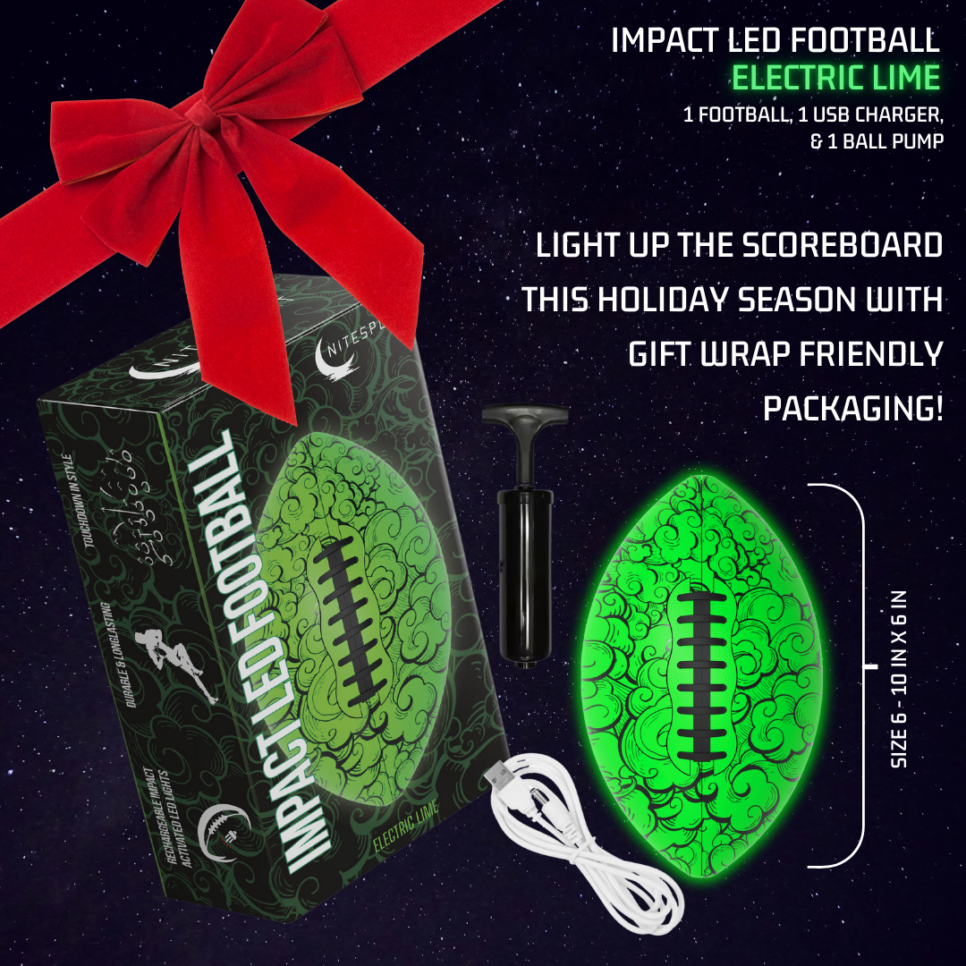 NITESPORT IMPACT LED GLOW IN THE DARK FOOTBALL - ELECTRIC LIME