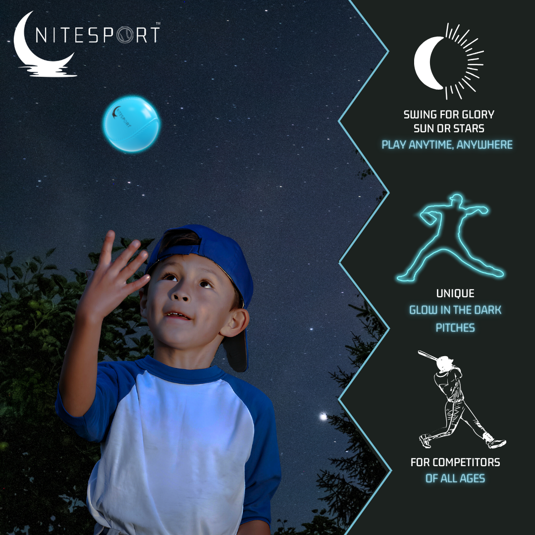 NITESPORT GLOW IN THE DARK PLASTIC BASEBALL SET 6PK - AQUAMARINE