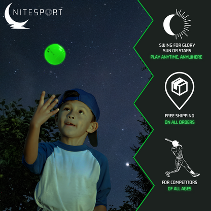 NITESPORT GLOW IN THE DARK BASEBALL SET 6PK - ELECTRIC LIME