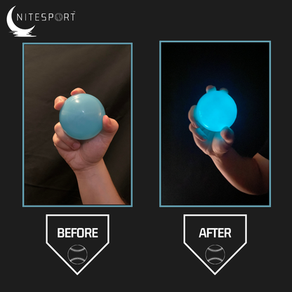 NITESPORT GLOW IN THE DARK PLASTIC BASEBALL SET 6PK - AQUAMARINE